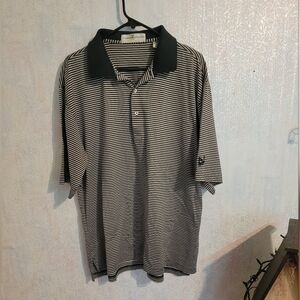 Fairway & Greene Navy and Tan Striped Polo Sz XL, Golf Wear, Work Wear